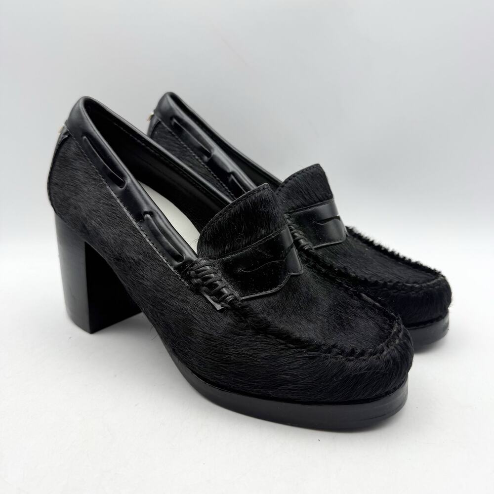 RE/DONE + Weejuns Womens Heeled Loafers US 7 M Black Calf Hair Leather NWOB
